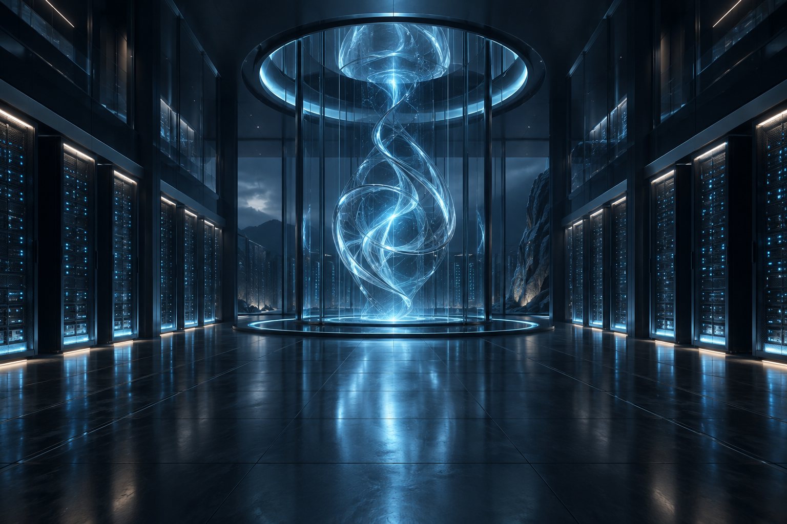 Illustration conceptuelle d’une infrastructure informatique bleue